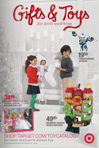More ribbon script type in the Target holiday catalog.